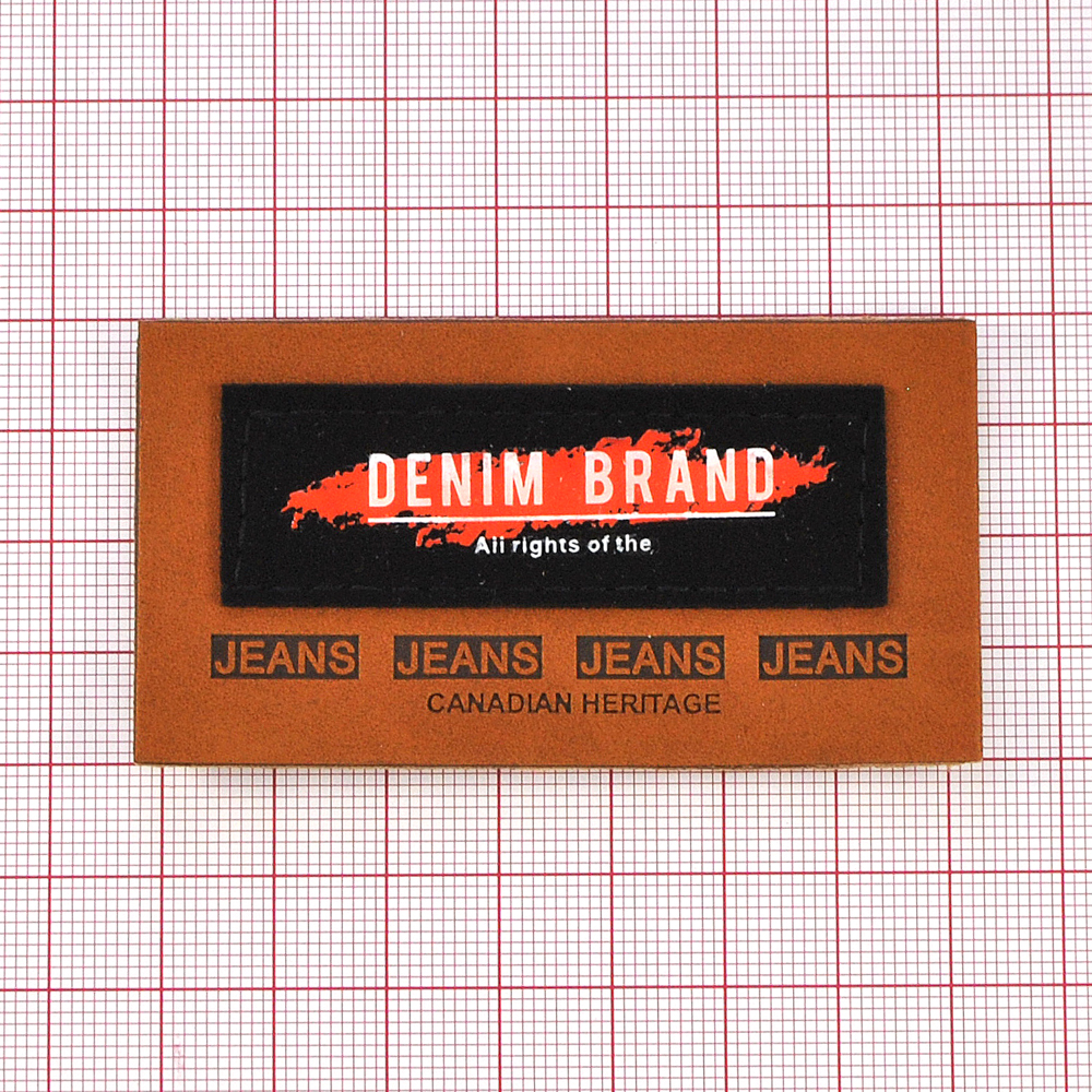Лейба кожзам Denim Brand, 4*7.5см, черный, белый, коричневый, оранжевый, шт. Лейба Кожзам