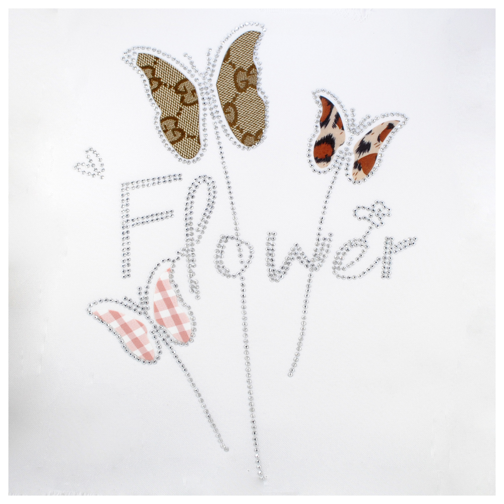 Термоаппл. из страз Flower, бабочки, 17*22см, серебро., корч, шт. Аппликации клеевые Стразы