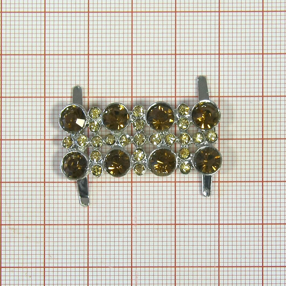 Краб металл NIKEL кругл.желт.камни 2*4ряда , шт. Крабы Металл Геометрия Декор