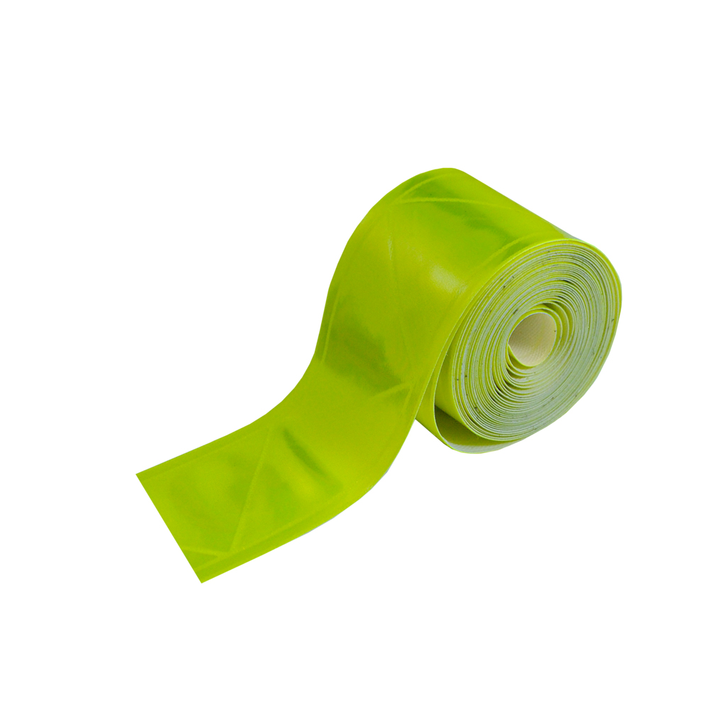 Тесьма клеенка светоотражающая Треугольники, 2,5см салатовый, ярд. Тесьма