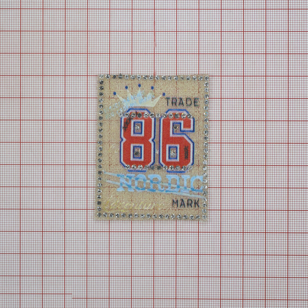 Аппликация клеевая стразы, стеклянная крошка 86 nordic 6,5*5см цветная,  шт. Аппликации клеевые Стразы комб.