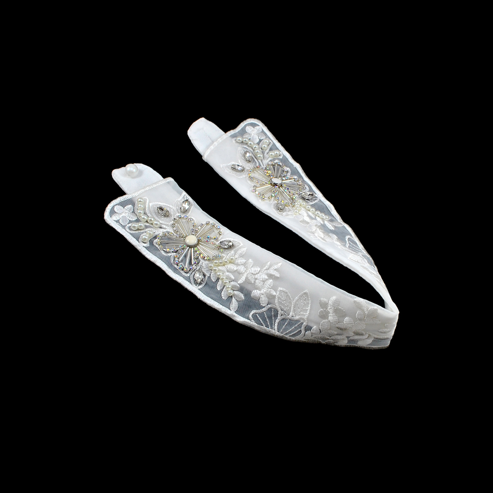 Воротник HY-008 белый, белые хамелеон камни, жемчуг белый, шт. Воротники