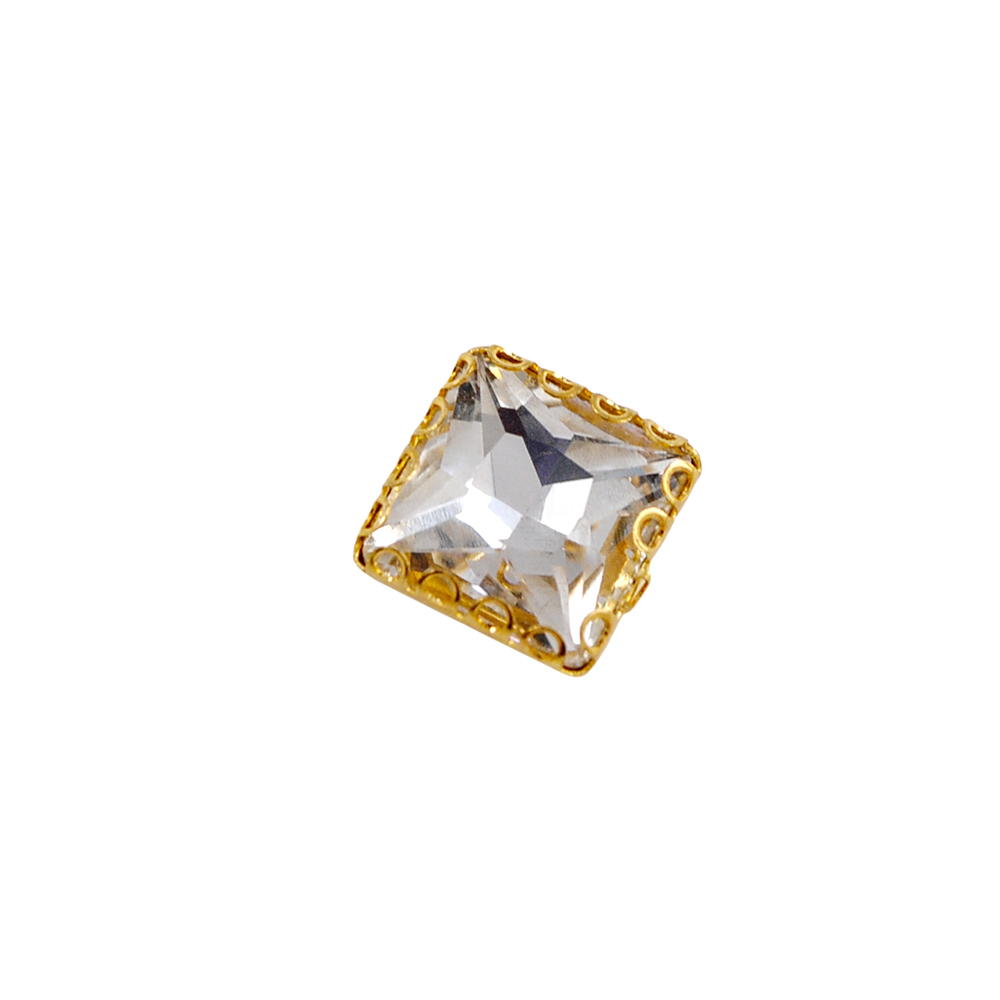 Стразы пришивные в металле, квадрат, оправа, 1*1см, crystal, шт. Стразы пришивные в металле