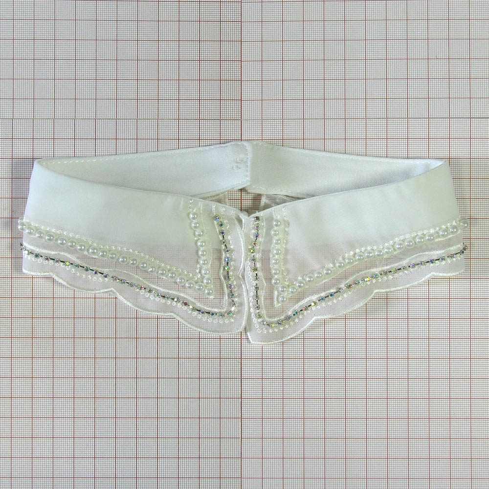 Воротник HY-003 белый, белые хамелеон камни, жемчуг белый, шт. Воротники