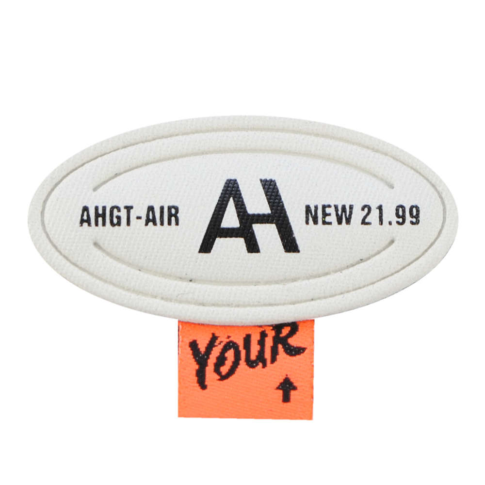 Лейба к/з овал AHGT-AIR 2,4*4.7см, бел., черн., оранж. фл., шт. Лейба Кожзам