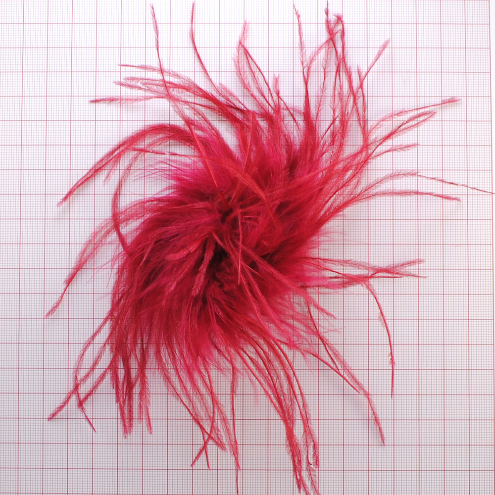 Брошь из перьев, 10-15см, бордовый., шт.. Перья