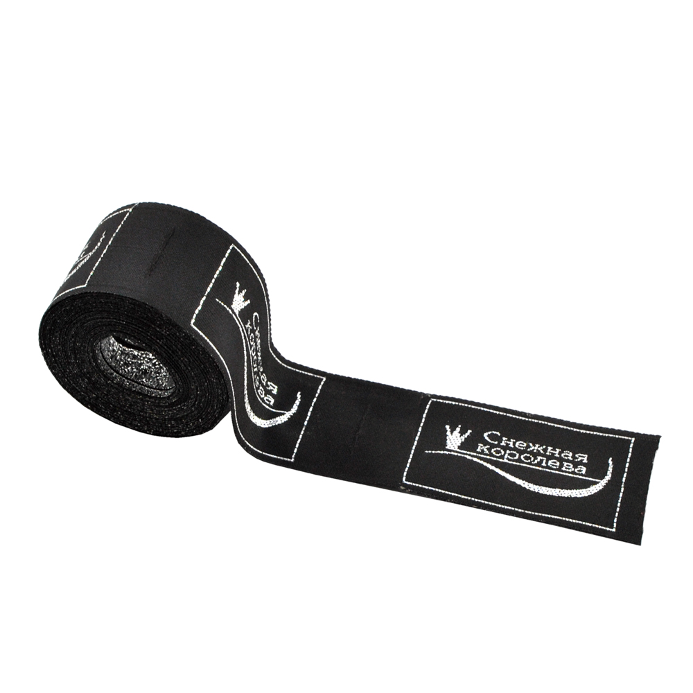 Этикетка тканевая вышитая Снежная Королева №1черная, серебро, 6,8*2,8см . Вышивка / этикетка тканевая