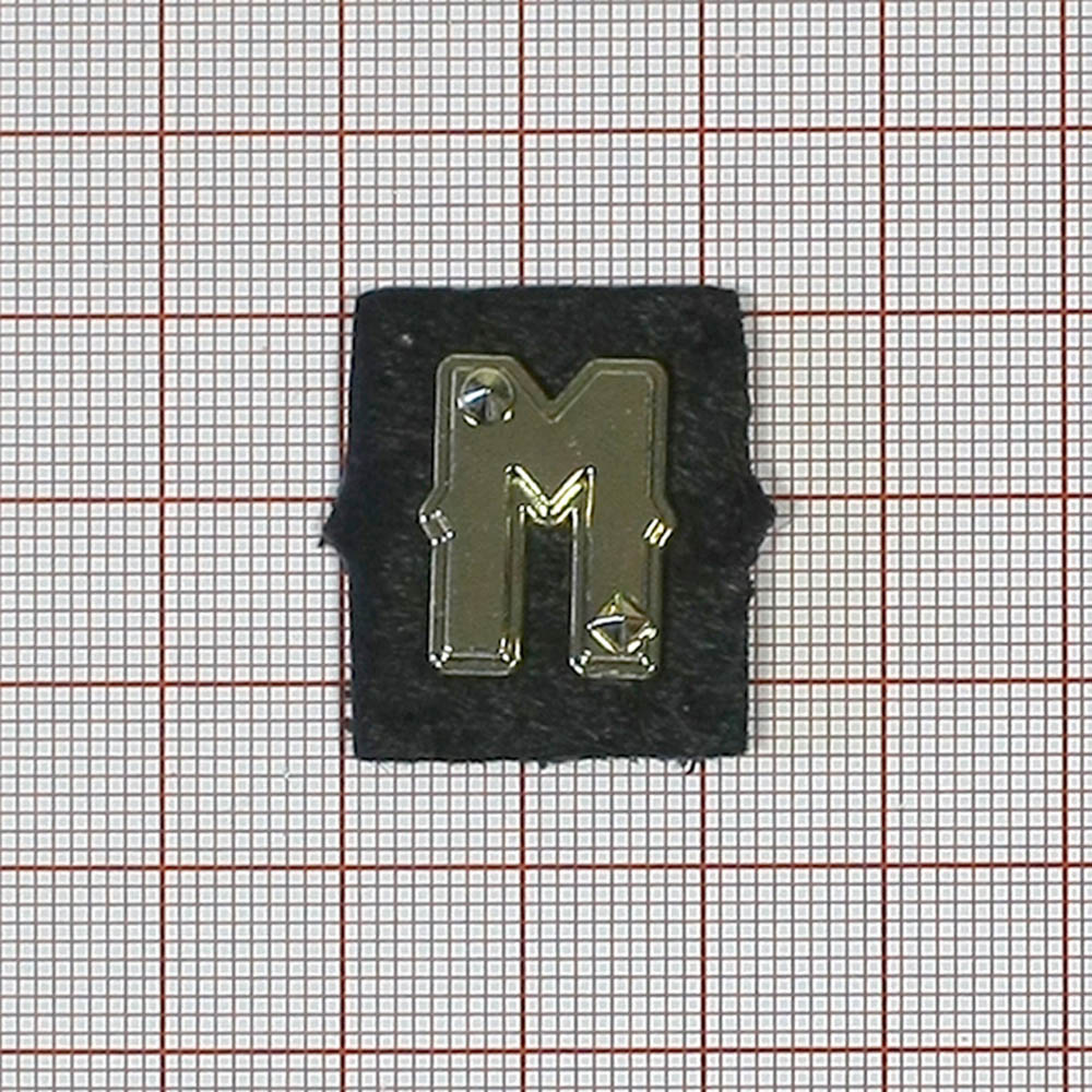 Лейба кожа "M" 25*24мм черный ворс, GOLD. Лейба Кожзам