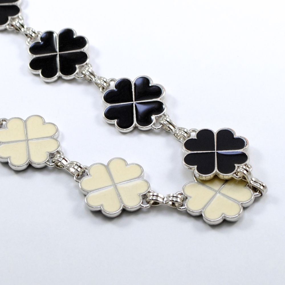 Тесьма с эмалью,  2,2см, белый, черн., серебро, ярд. Тесьма из страз