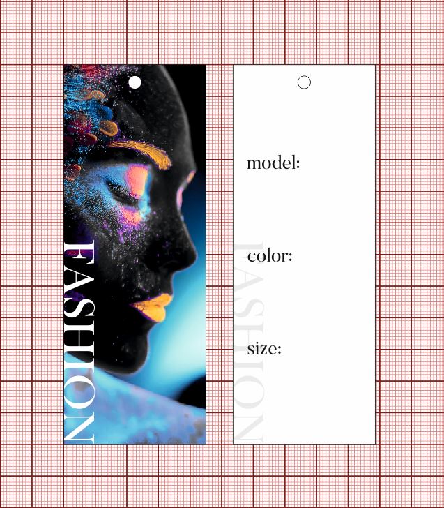 Этикетка бумажная Fashion 45*120мм бодиарт, глянцевая ламинация, шт. Этикетка бумага
