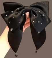 Аппликация тканевая пришивная Бант, 20*21см, черный, стразы, шт. Аппликации Пришивные Цветы Банты