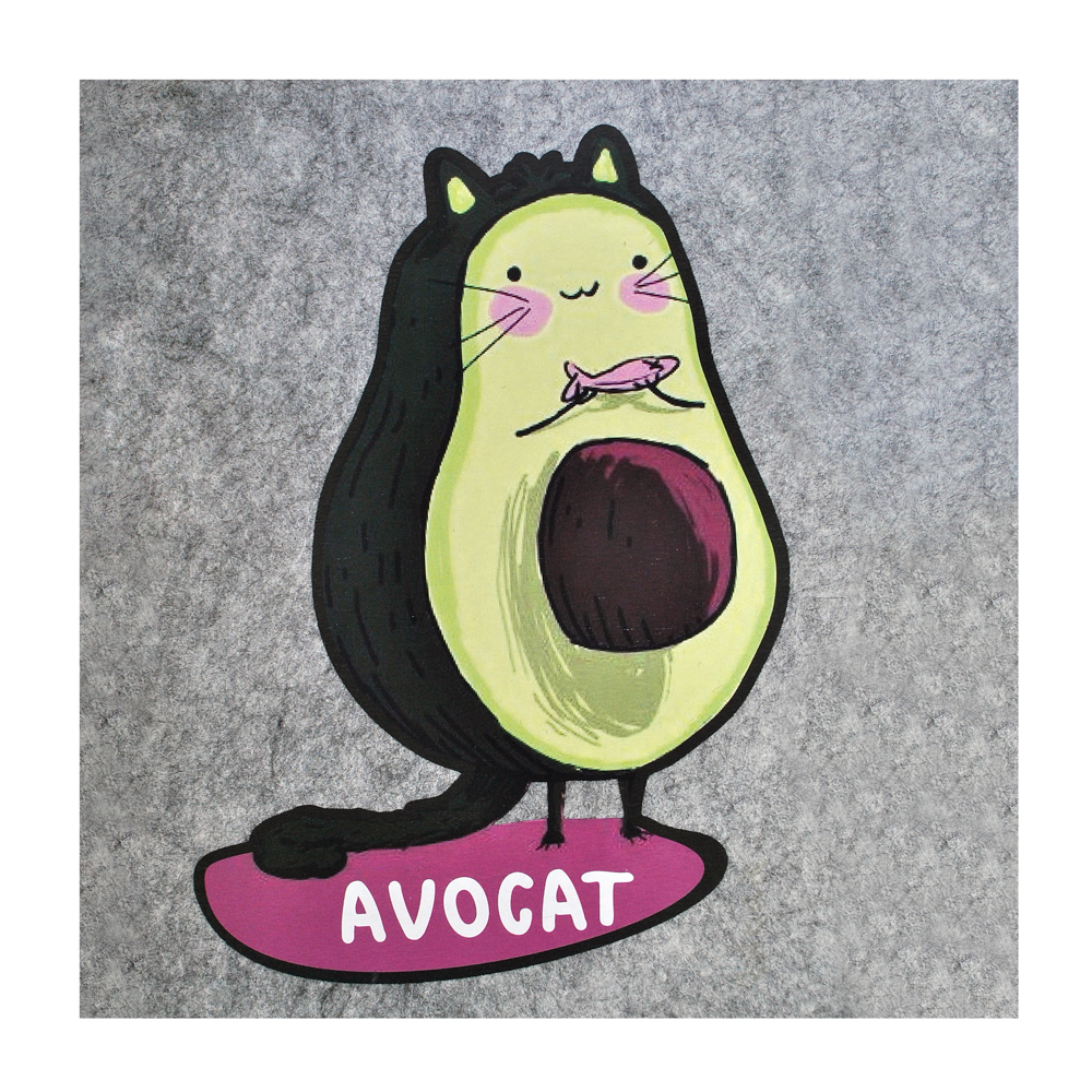 Термоаппликация AVO-CATTO №21-16 (кот авокадо с рыбкой) большая 16,5*23см, шт. Термопереводки Детские