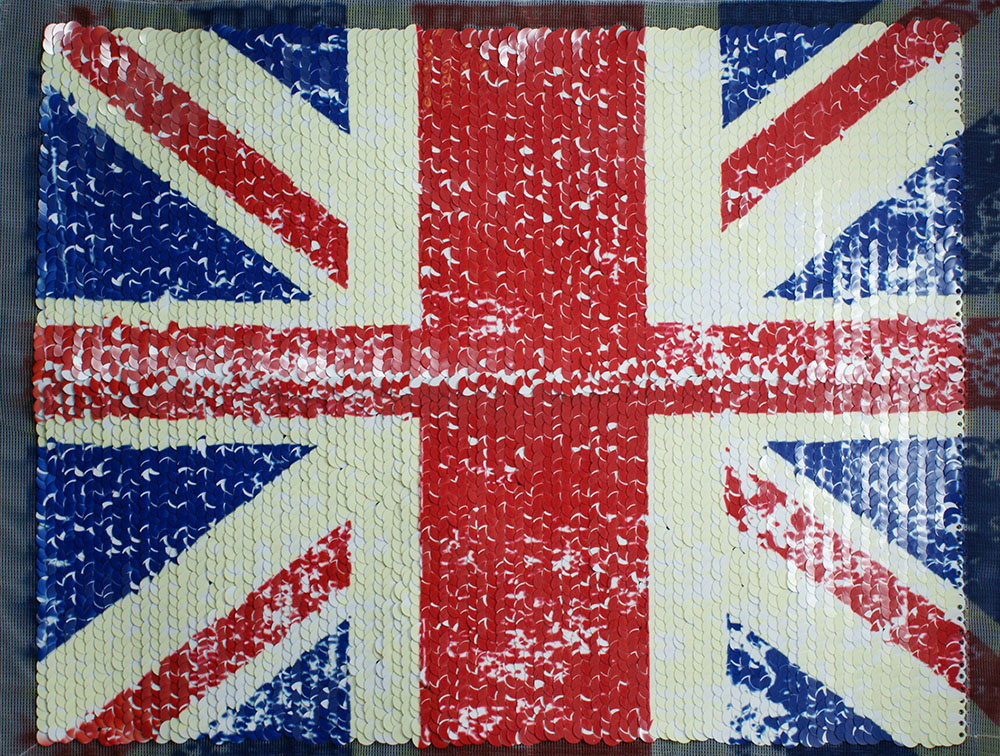 Аппликация пришивная пайетки Британский флаг 21*28см красный, желтый, синий, шт. Аппликации Пришивные Пайетки