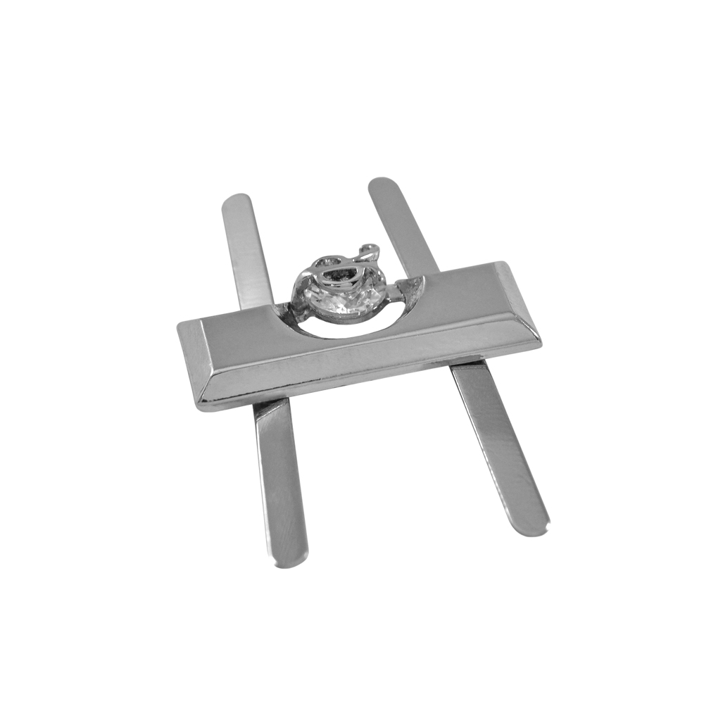 Краб металл R в планке Правый 29*11мм NIKEL, белый камень, шт. Крабы Металл Геометрия Декор