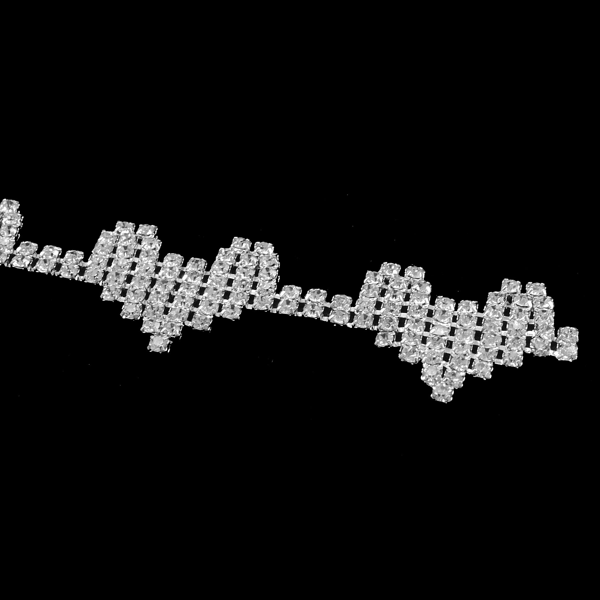 Тесьма из страз, никель, белый, ярд. Тесьма из страз