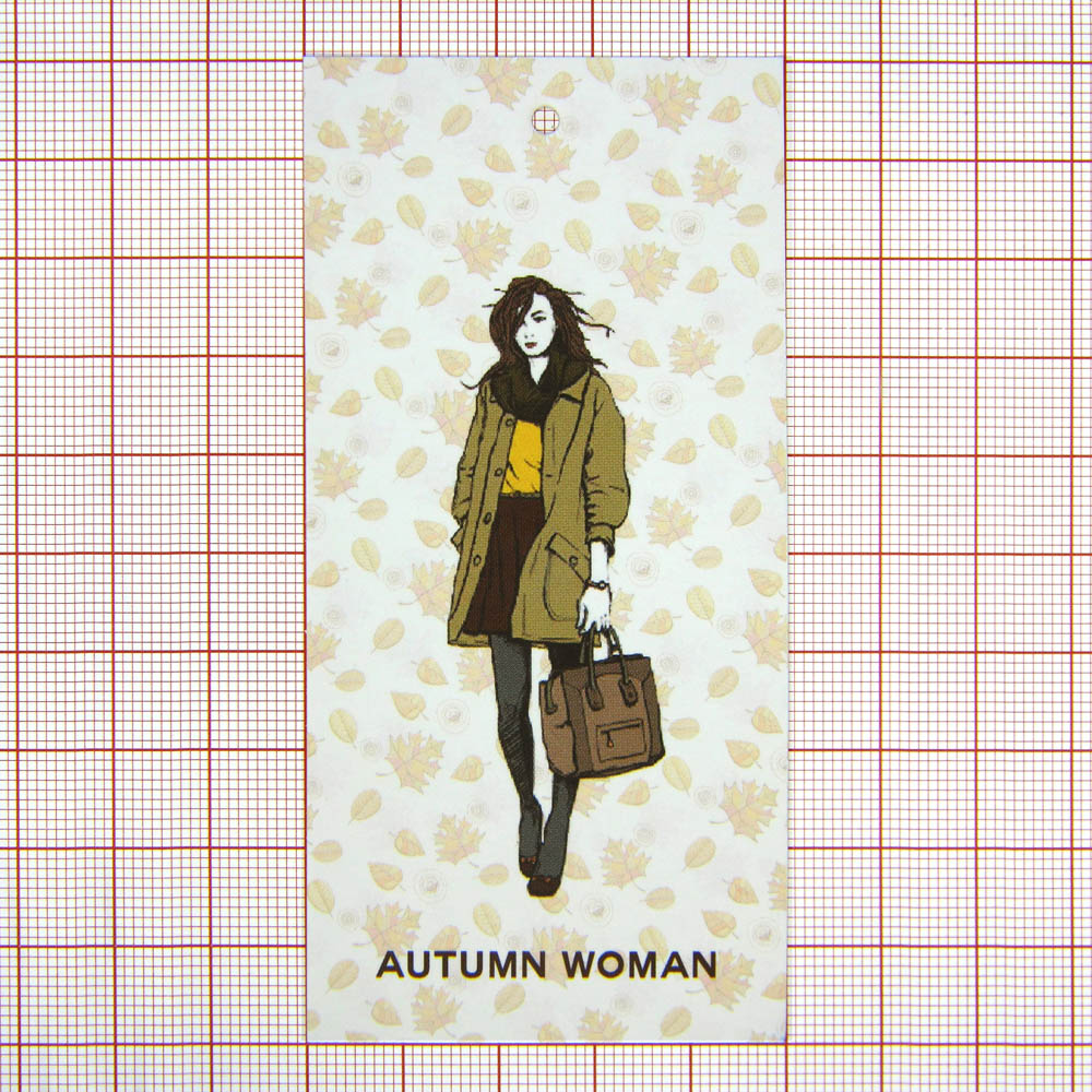 Этикетка бумажная Autumn Woman 50*100мм (листопад), шт. Этикетка бумага