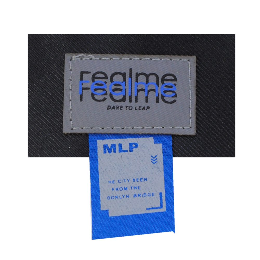 Лейба ткань, Real me 6,5*6,5см, чёрн.,  сер., син., чёрн., флажок, шт. Лейба Ткань