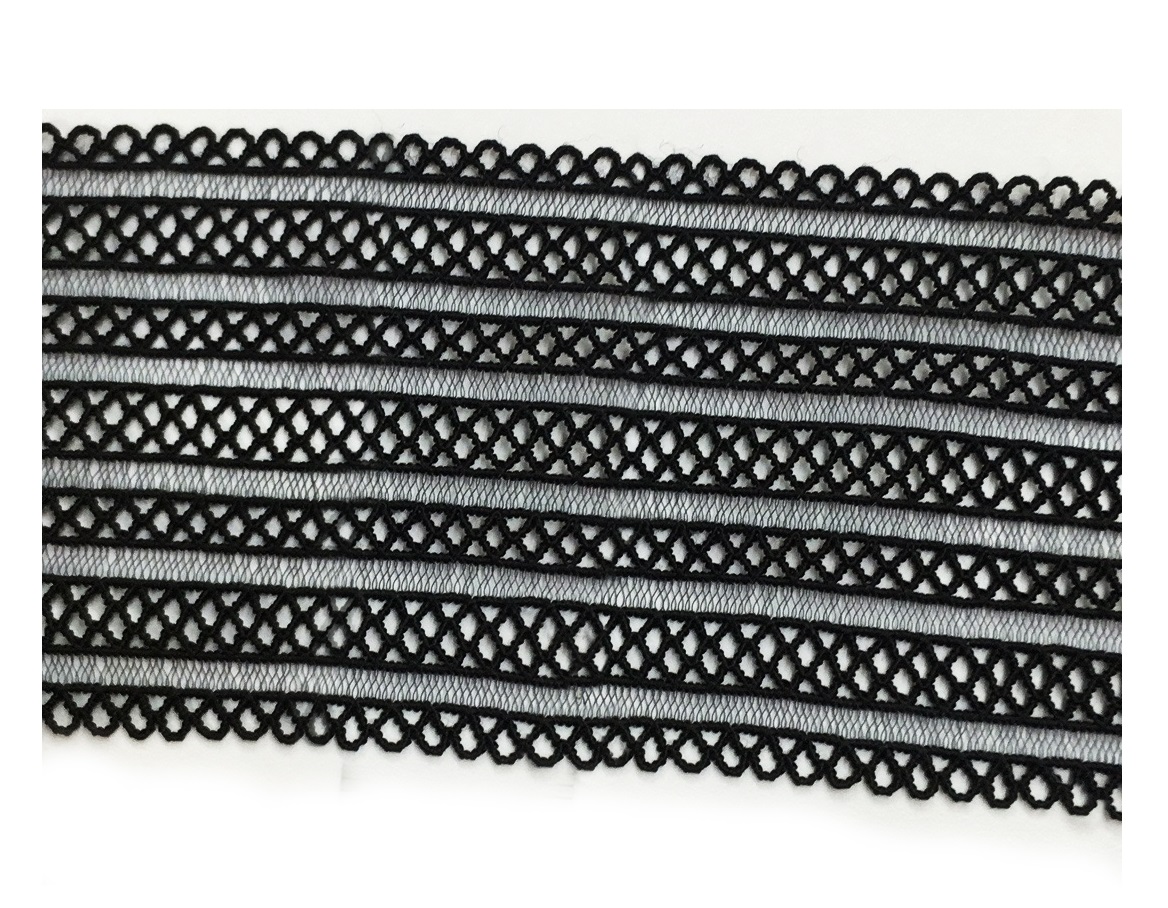 Резинка ажурная 5,3см черный, 48ярд. Резинка