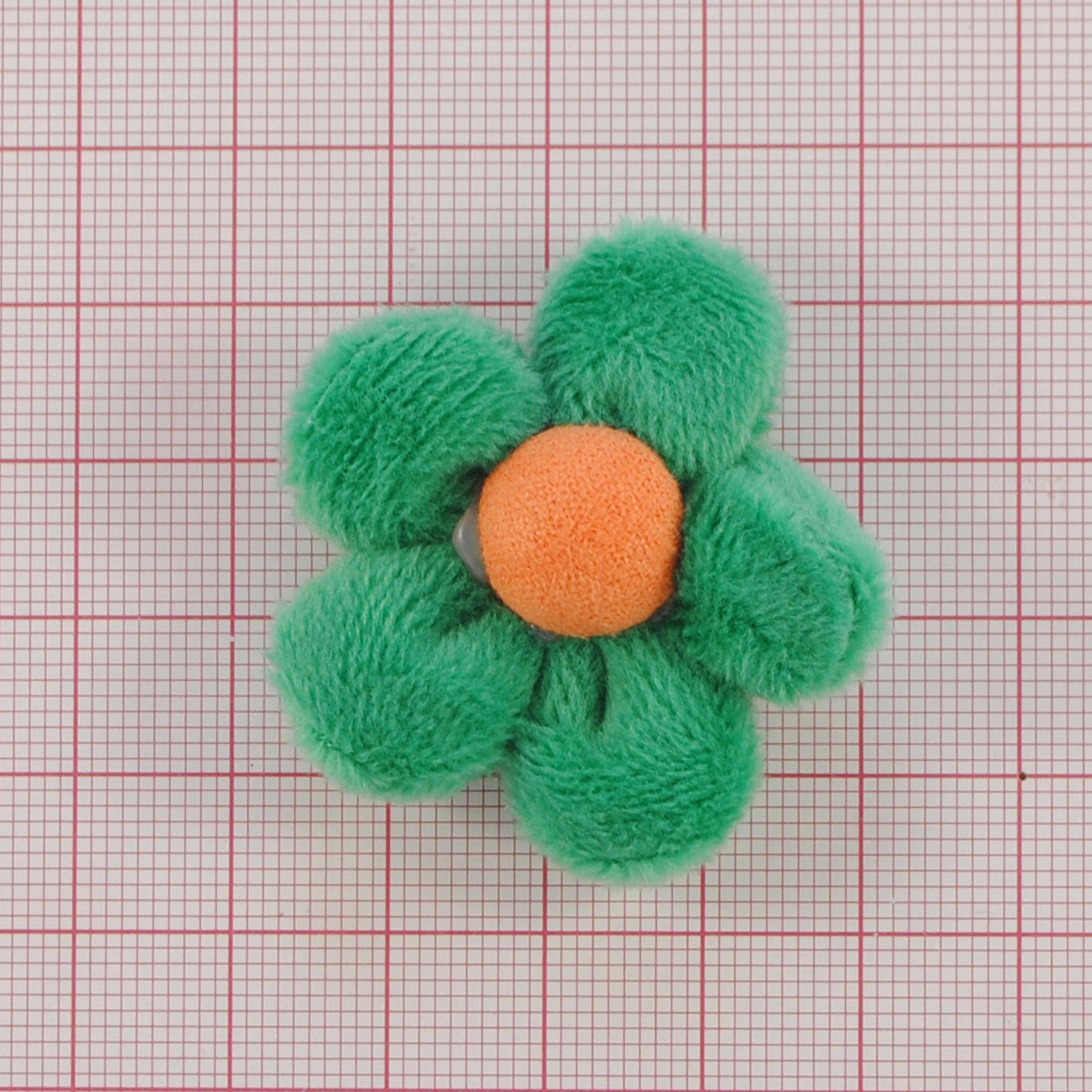 Аппликация тк. приш. дет. плюшевый цветок 4*4см, зел., оранж., шт. Аппликации Пришивные Кружевные Вязаные