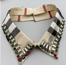 Воротник декор Клетка, стразы, черный, белый, бежевый, шт. Воротники