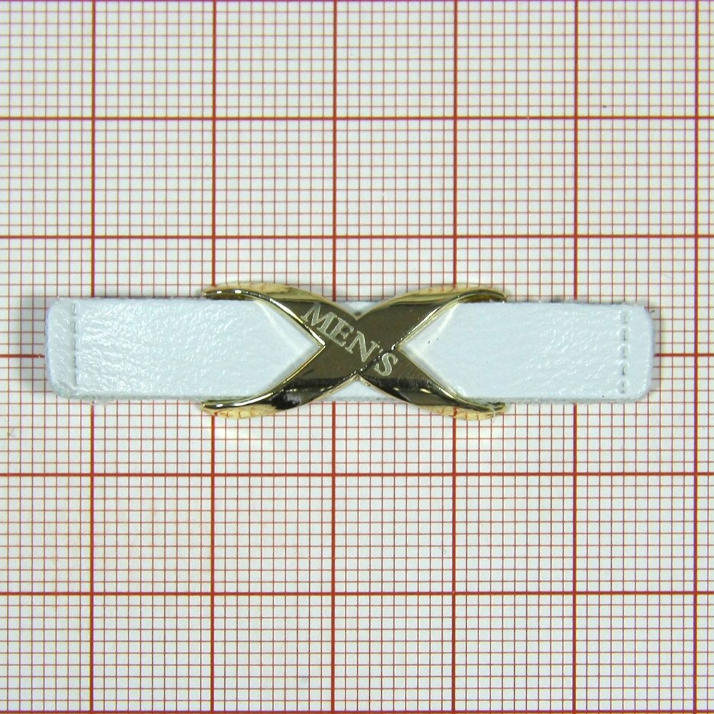 Лейба кожзам MEN'S Перетяжка  Х 51*11мм белая, GOLD перетяжка. Лейба Кожзам