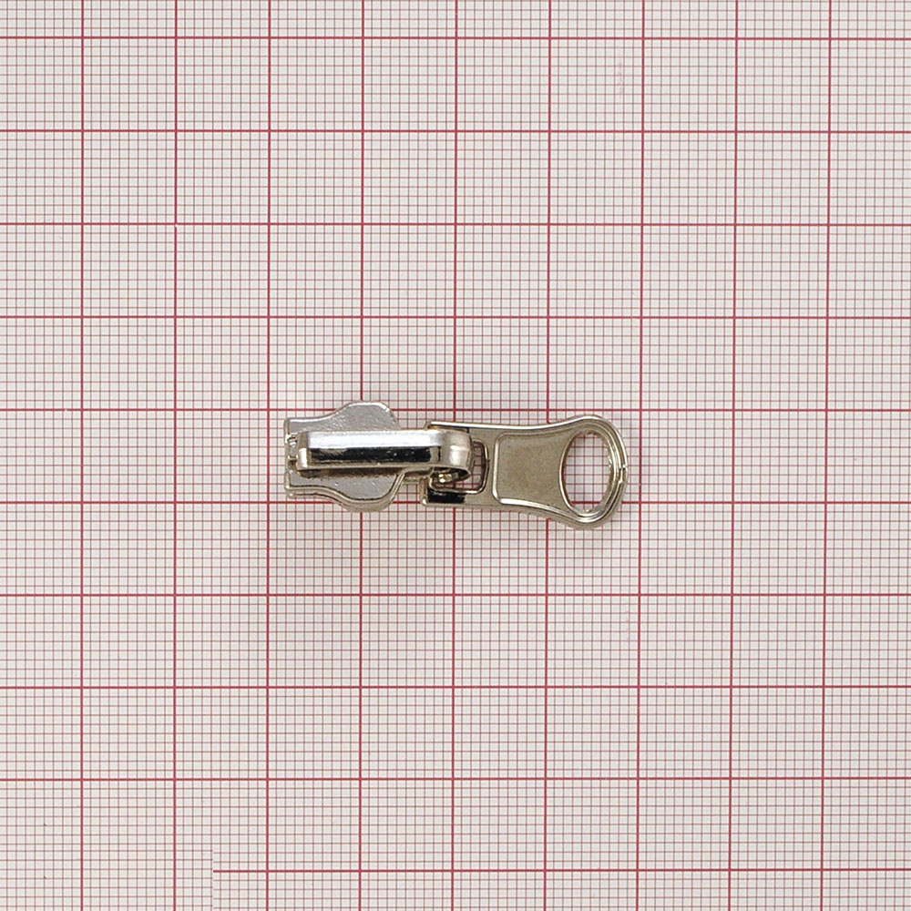 Бегунок двусторонний металл №5 с подвеской 35*10мм, Капля, никель, шт. Бегунок