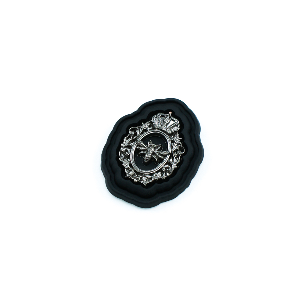 Лейба резиновая  и металл Оса 3*3,5см черный, BLACK NIKEL. Лейба Резина