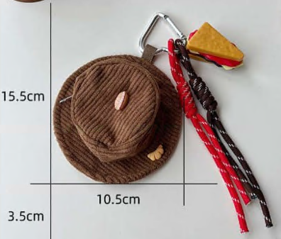 Брелок Вельветовая шляпа, 15,5*17см, никель, коричневый, черный, красный, шт. Подвески