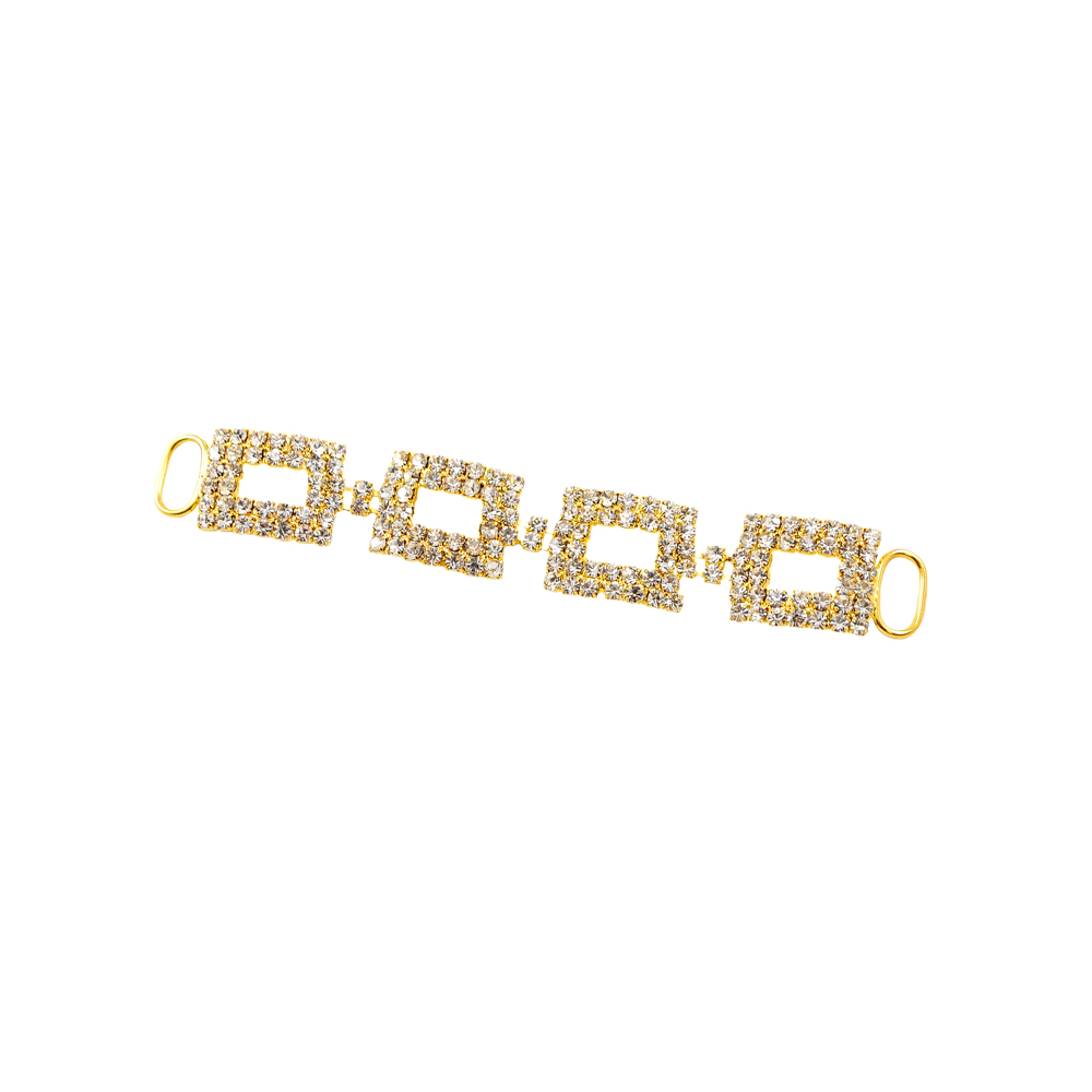 Укр. стекл. 9025 GOLD перетяжка 4 рамки - мелкие камни, шт. Перетяжка металл со стразами