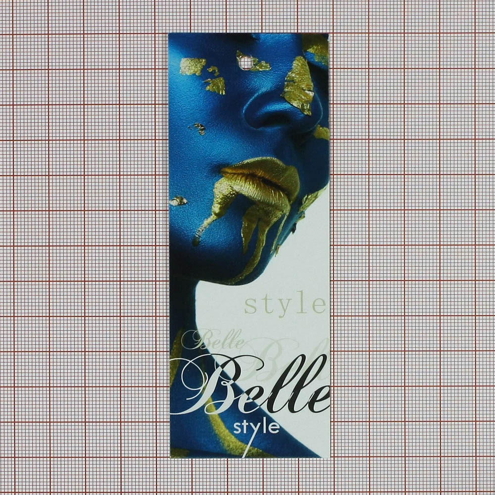 Этикетка бумажная Belle style, 45*120мм сине-золотая, шт. Этикетка бумага