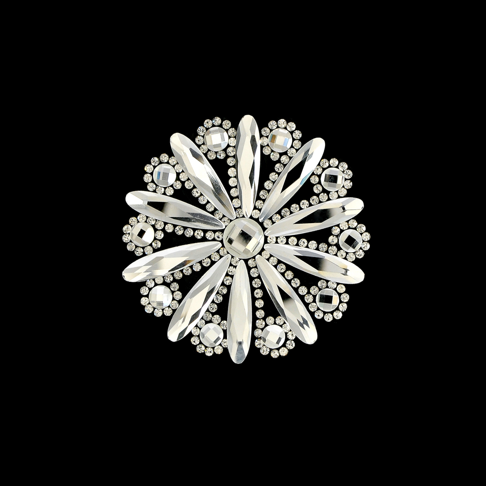 Аппликация клеевая стразы 2F-82 Колесо 60мм белые, шт. Аппликации клеевые Стразы комб.