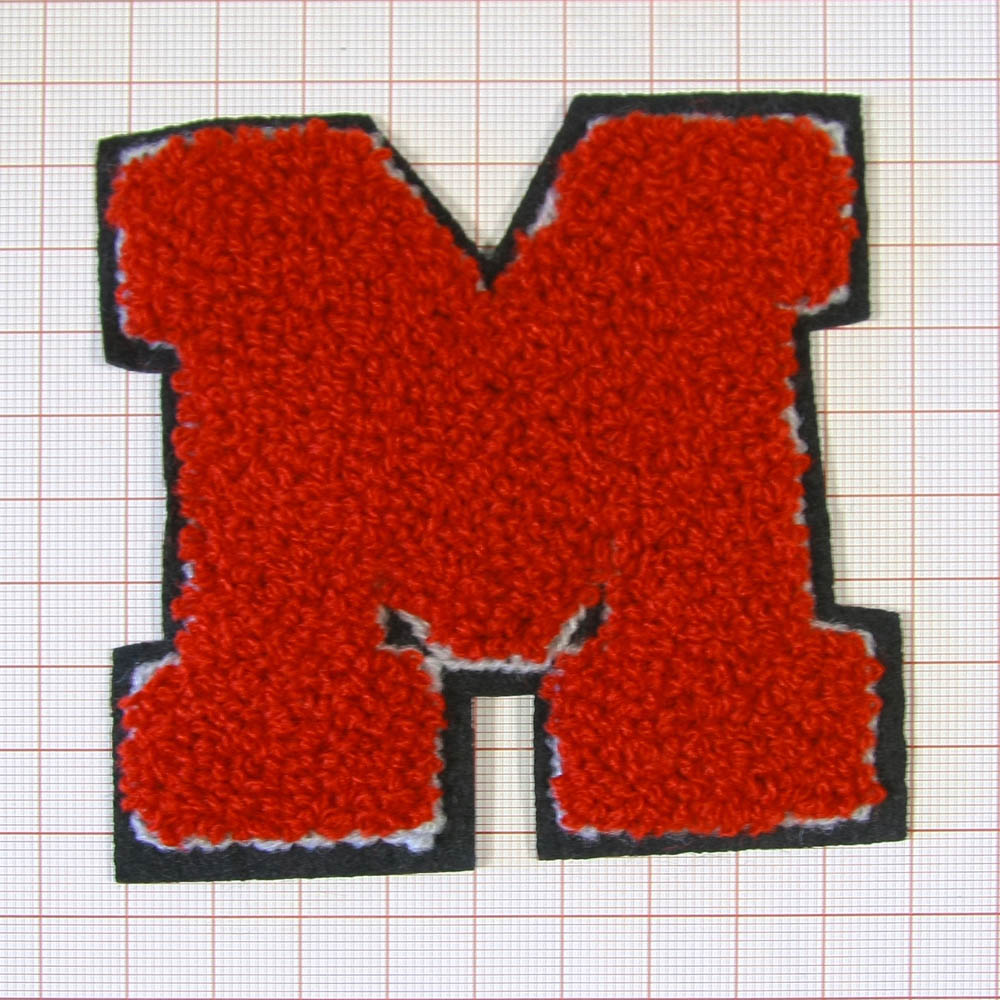 Нашивка махровая M 90*89мм буква красно-черная, шт. Нашивка Махровая