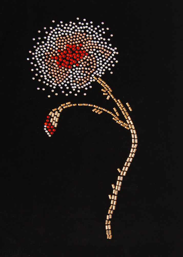 Термоаппликация из страз Цветок на стебле 20,5*35см цветная, шт. Аппликации клеевые Рисунки из страз