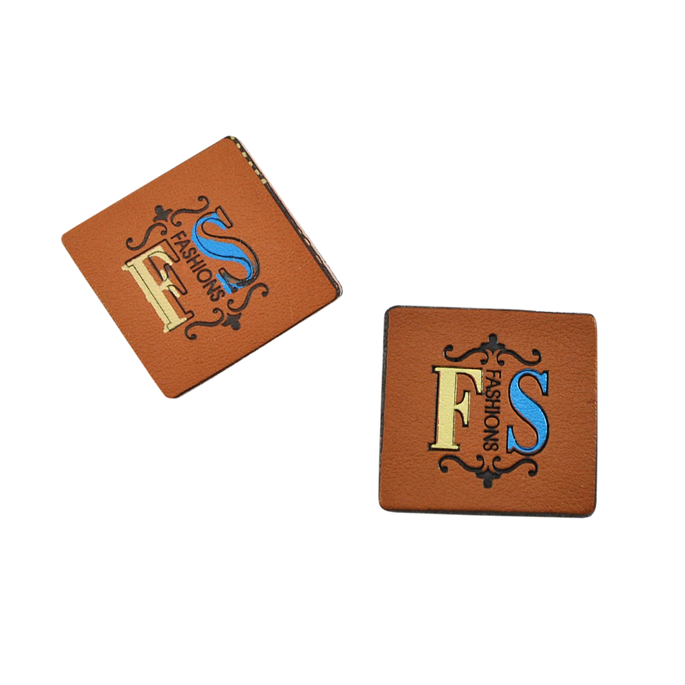 Лейба кожзам FS Fashion 25мм коричневая, желтый, голубой. Лейба Кожзам