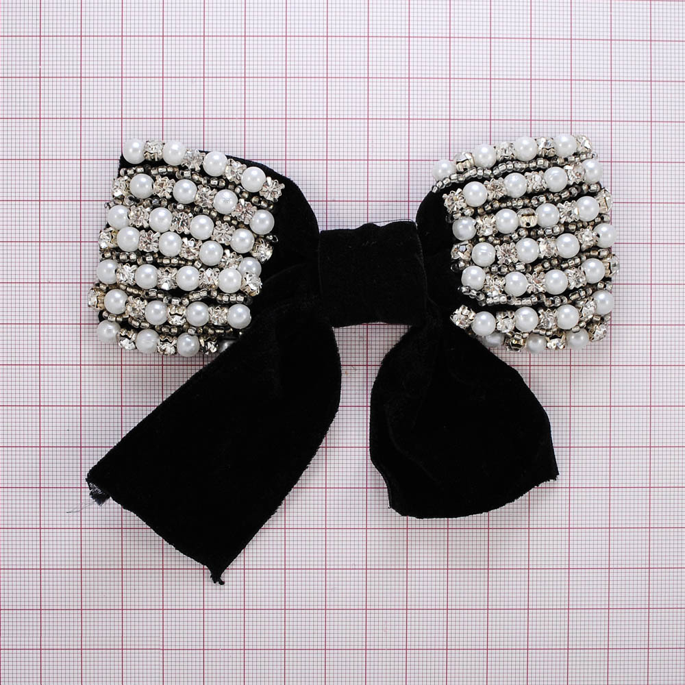 Аппликация декор черный бант бархат. Аппликация Декор