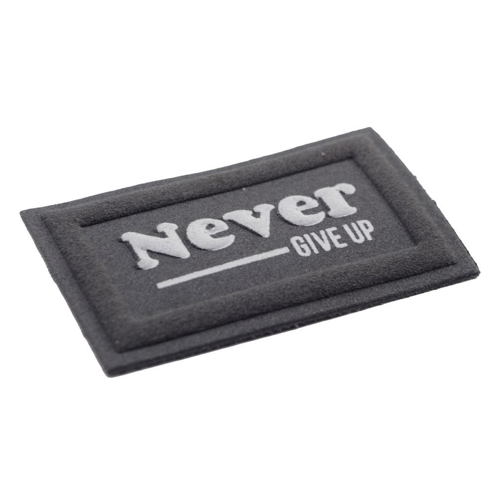 Лейба п/у Never give up, 3*5см, белый, серый, шт. Лейба Кожзам