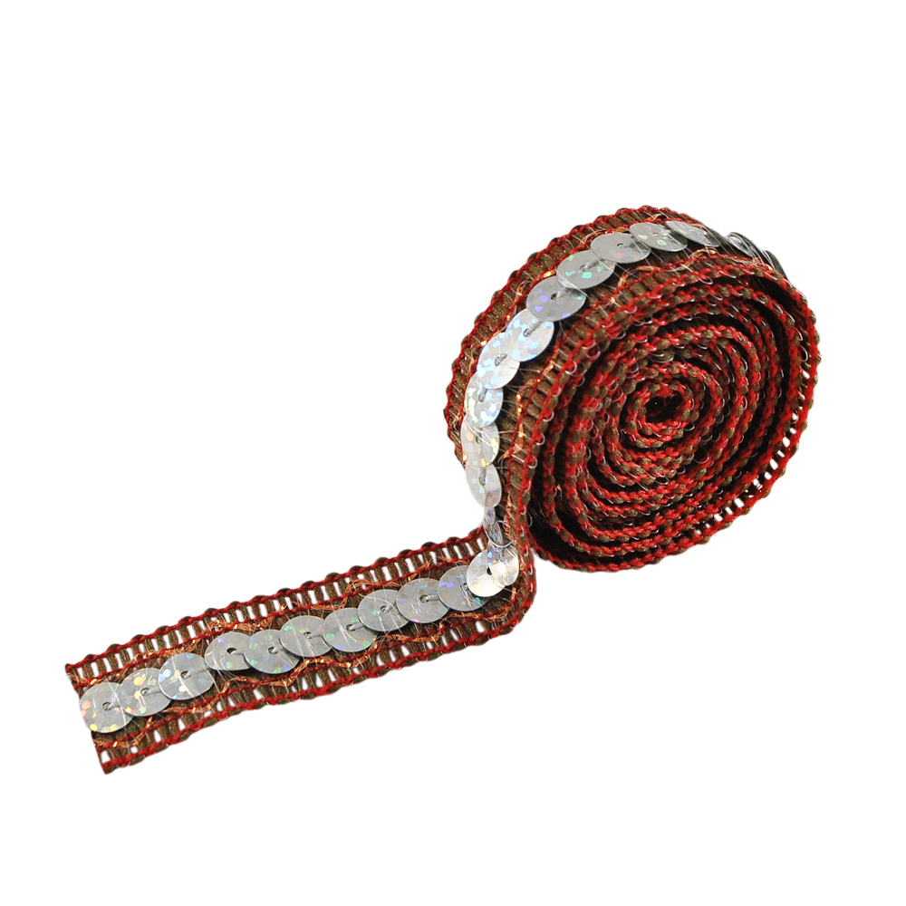 Тесьма пайетки1,5см № 3 /коричневый, ник-гологр./10ярд. Тесьма Разное