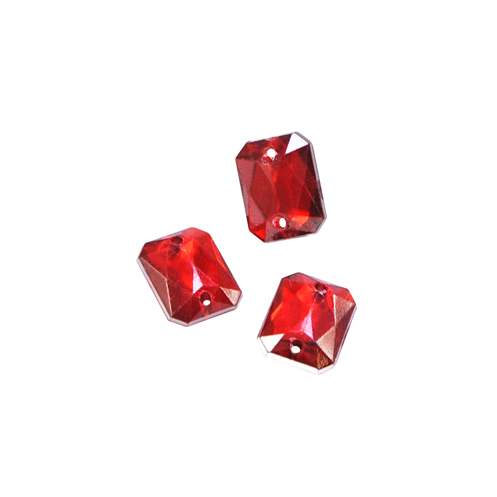 Стразы стеклянные пришивные многранник плоский (8*10мм) красный, 1тыс.шт. Стразы пришивные