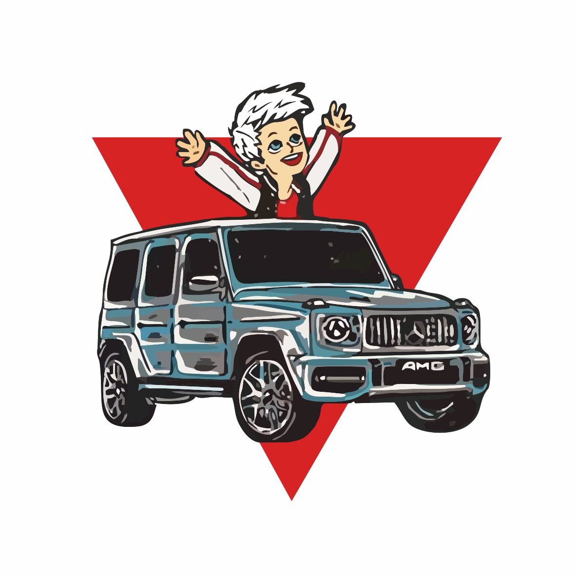 Термоаппликация А4 №21-5 (на джипе, красный треугольник) большая 16,5*16,7см, шт. Термопереводки Детские