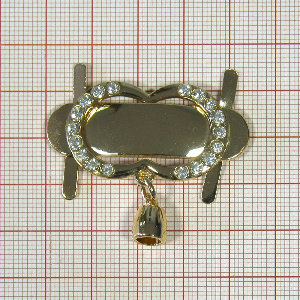 Краб металл Мостик перетяжка 45*35мм GOLD, белые камни, шт. Крабы Металл Геометрия Декор