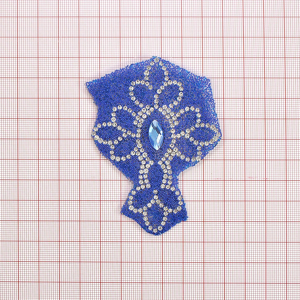 Аппликация клеевая стразы Крест 68*85мм темно-синий, глаз синий 16*8мм, белый 2мм, шт. Аппликации клеевые Стразы комб.