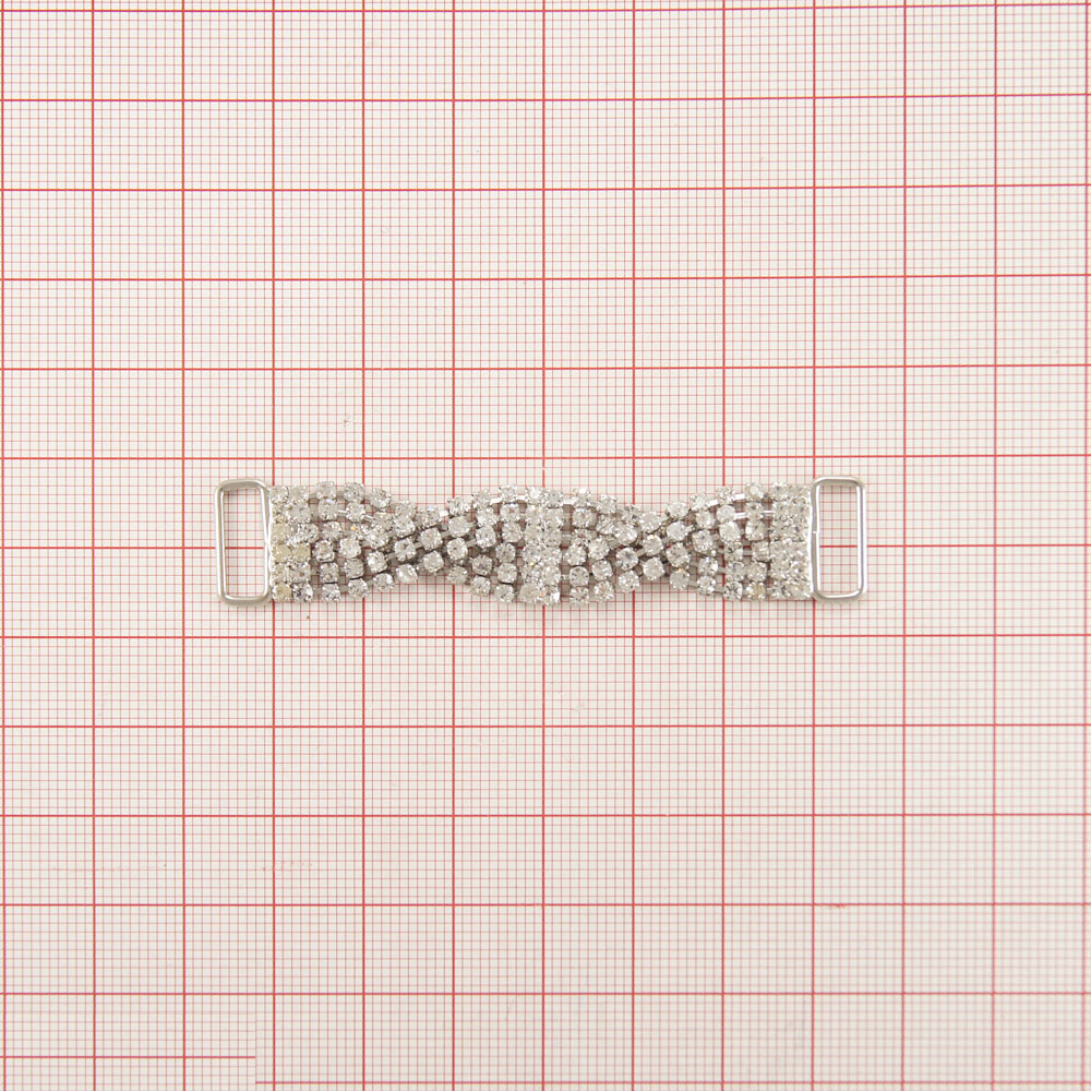 Укр.стекл. 9507 NIKEL. Перетяжка металл со стразами