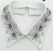 Воротник декор Цветы, стразы, белый, голубой, шт. Воротники