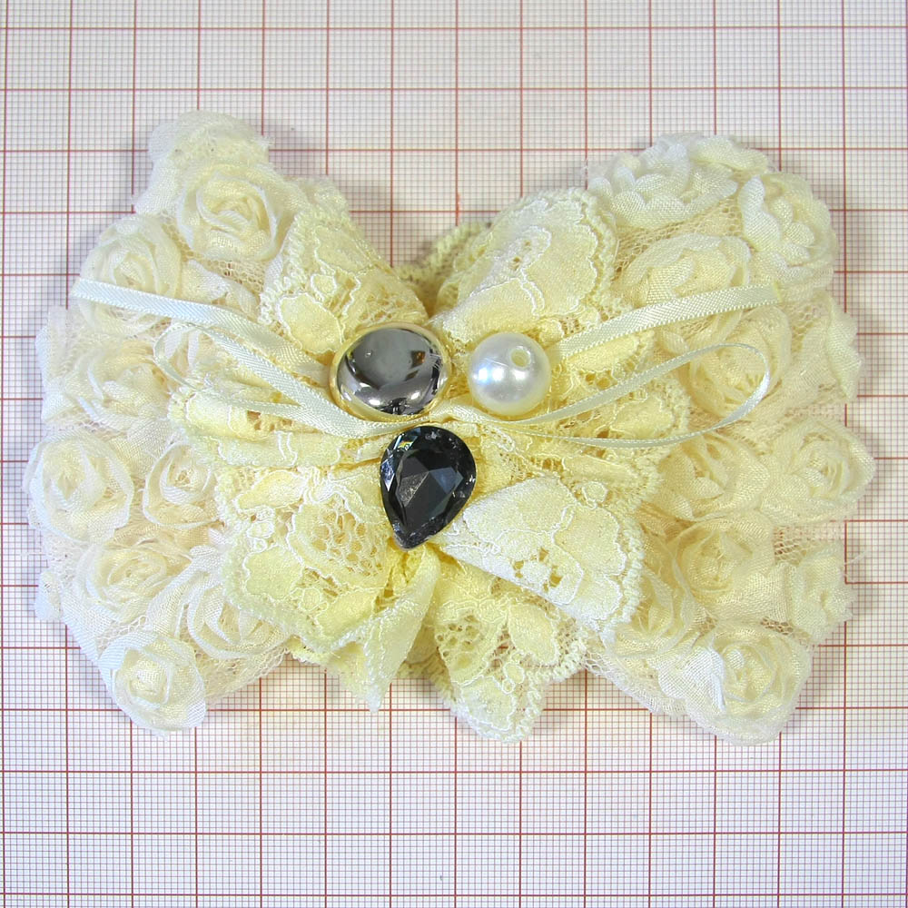 Аппликация декор № 98 бант кружево персик. Розы. Аппликация Декор