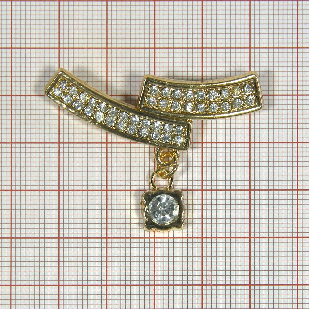 Краб металл Сдвиг с подвеской Левый 45*33 GOLD, белые камни. Крабы Металл Геометрия Декор