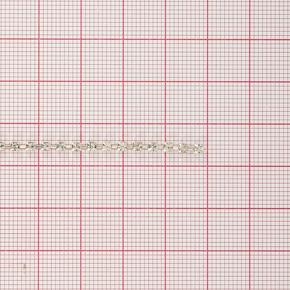 Тесьма стразы SS8, никель, белые камни, ярд. Тесьма из страз