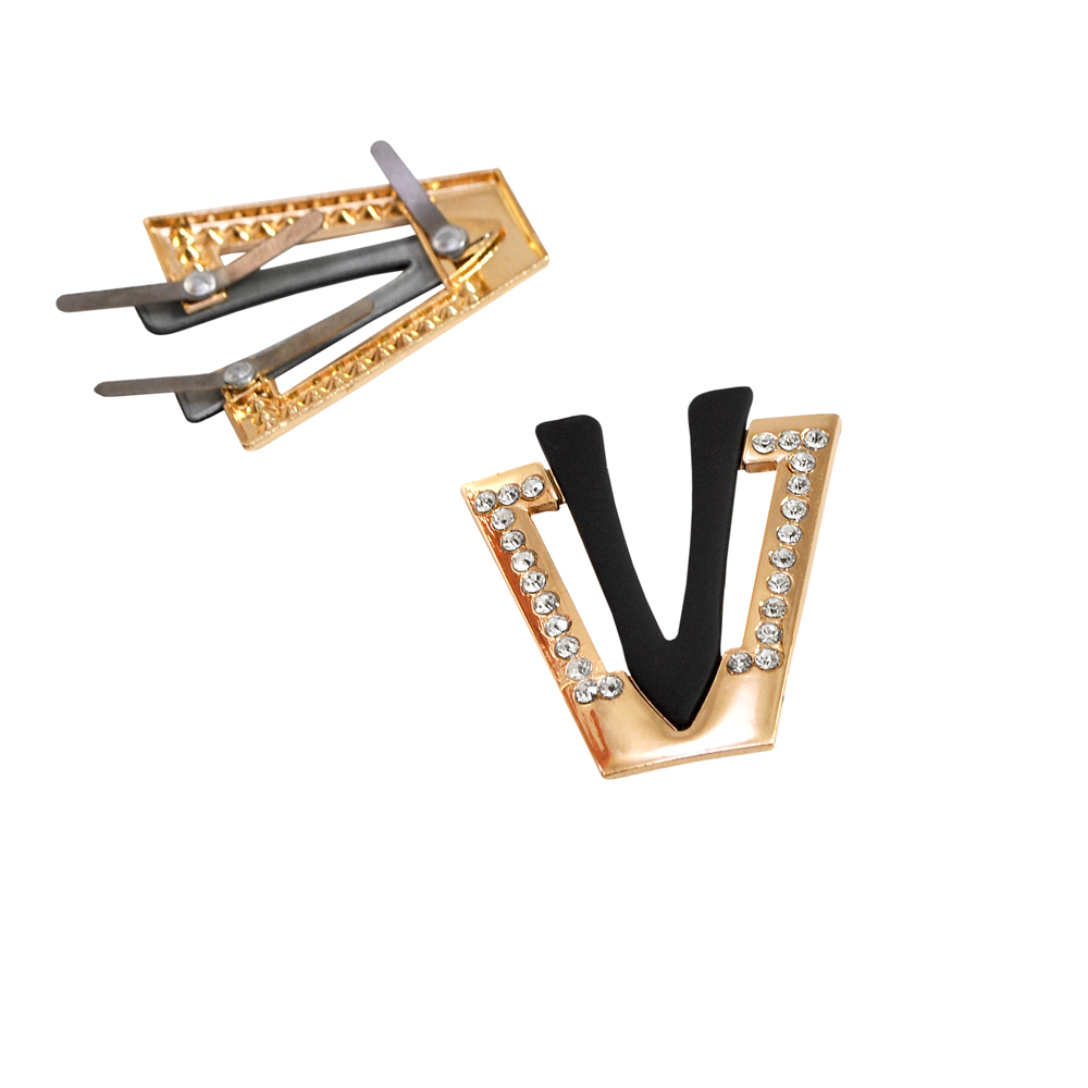 Краб металл V 45*40мм GOLD, черный, белые камни, шт. Крабы Металл Геометрия Декор