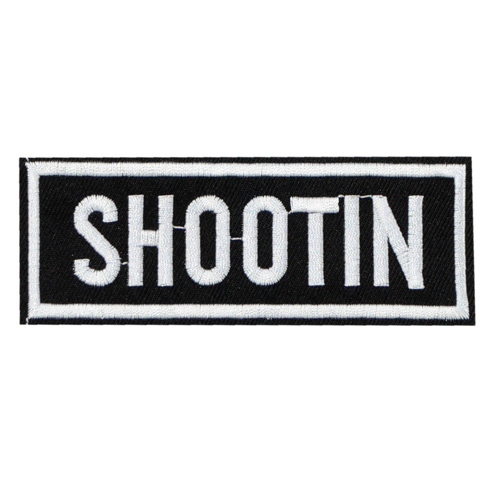 Нашивка тканевая Shootin 107*40мм черно-белый, шт. Нашивка Ткань