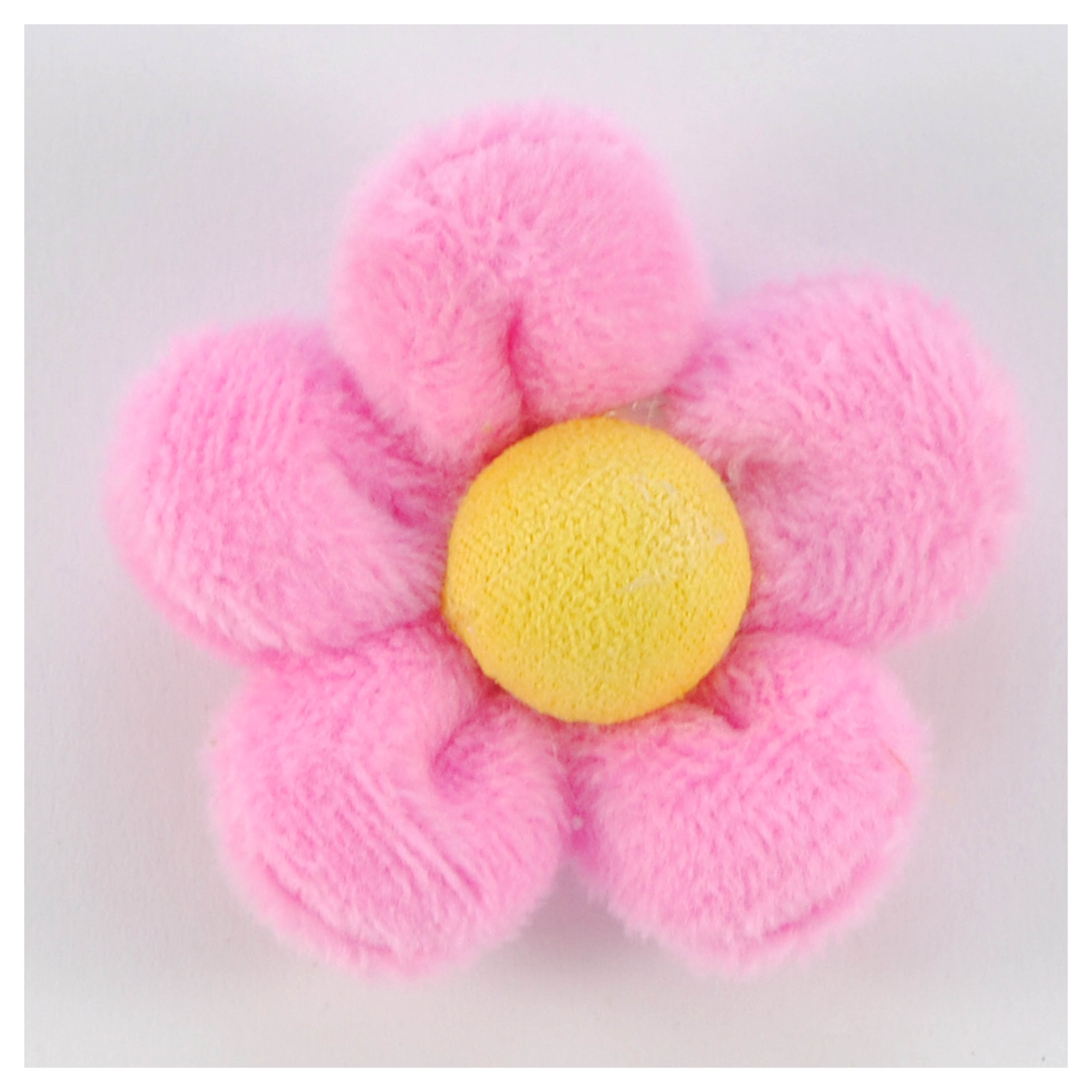 Аппликация тк. приш. дет. плюшевый цветок 4*4см, розовый, желт., шт. Аппликации Пришивные Кружевные Вязаные