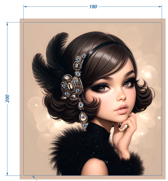 Аппликация композит, Девочка ретро, 18*20см, королевский атлас, сублимация, лазер, SS16 32591, шт. Аппликация композит